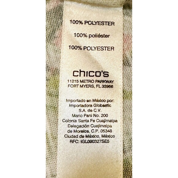 Chico's Women Size 1 US (M) Magnificent Florals Tropical Print Blouse Boho Beach - Picture 13 of 14